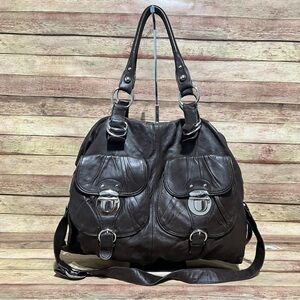 Hype Brown Leather Shoulder Purse